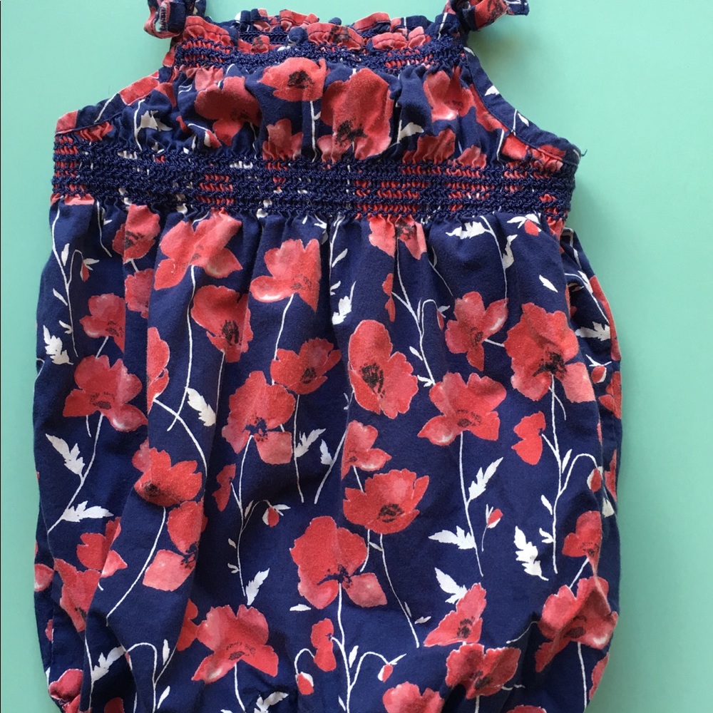 Baby Gap red poppy romper 0-3mos